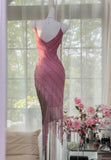 Niulatu Pink Chiffon Beaded Spaghetti Straps Short Prom Dresses Vintage Evening Gowns HZ1103