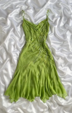 Niulatu Bud Green Sheath Short Prom Dresses Chiffon Beaded Backless Party Dress HZ1103