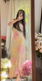 Niulatu Vintage Spaghetti Straps Gradient Chiffon Beading Sheath Prom Dresses HZ1103