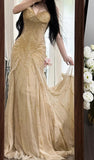 Niulatu Spaghetti Straps Beaded Chiffon Mermaid Prom Dresses Vintage Evening Gowns HZ1103