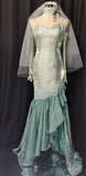 Niulatu Sweetheart Green Long Sleeves Satin Tulle Mermaid Prom Dresses Formal Evening Dresses HZ1103