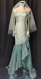 Niulatu Sweetheart Green Long Sleeves Satin Tulle Mermaid Prom Dresses Formal Evening Dresses HZ1103