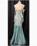 Niulatu Sweetheart Green Long Sleeves Satin Tulle Mermaid Prom Dresses Formal Evening Dresses HZ1103