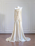Niulatu Champagne Spaghetti Straps Mermaid Long Prom Dresses Sweet 16 Dress HZ1103