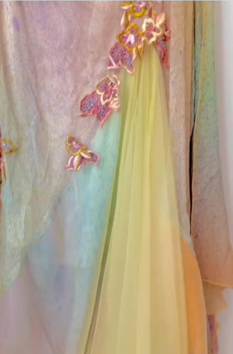 Niulatu Yellow Pink Spaghetti Straps Chiffon Embroidered Appliques Mermaid Prom Dresses Formal Evening Gowns HZ1103