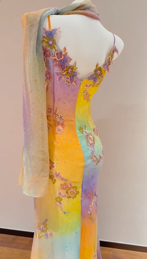 Niulatu Yellow Pink Spaghetti Straps Chiffon Embroidered Appliques Mermaid Prom Dresses Formal Evening Gowns HZ1103