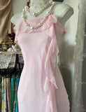 Niulatu Pink Spaghetti Strap Chiffon Sheath Short Party Dresses HZ1103