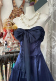 Niulatu Navy Strapless Satin Mermaid Short Party Dresses HZ1103