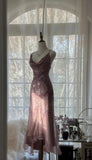 Niulatu Dusty Pink Spaghetti Straps Mermaid Chiffon Beading Prom Dresses Elegant Party Dress HZ1103