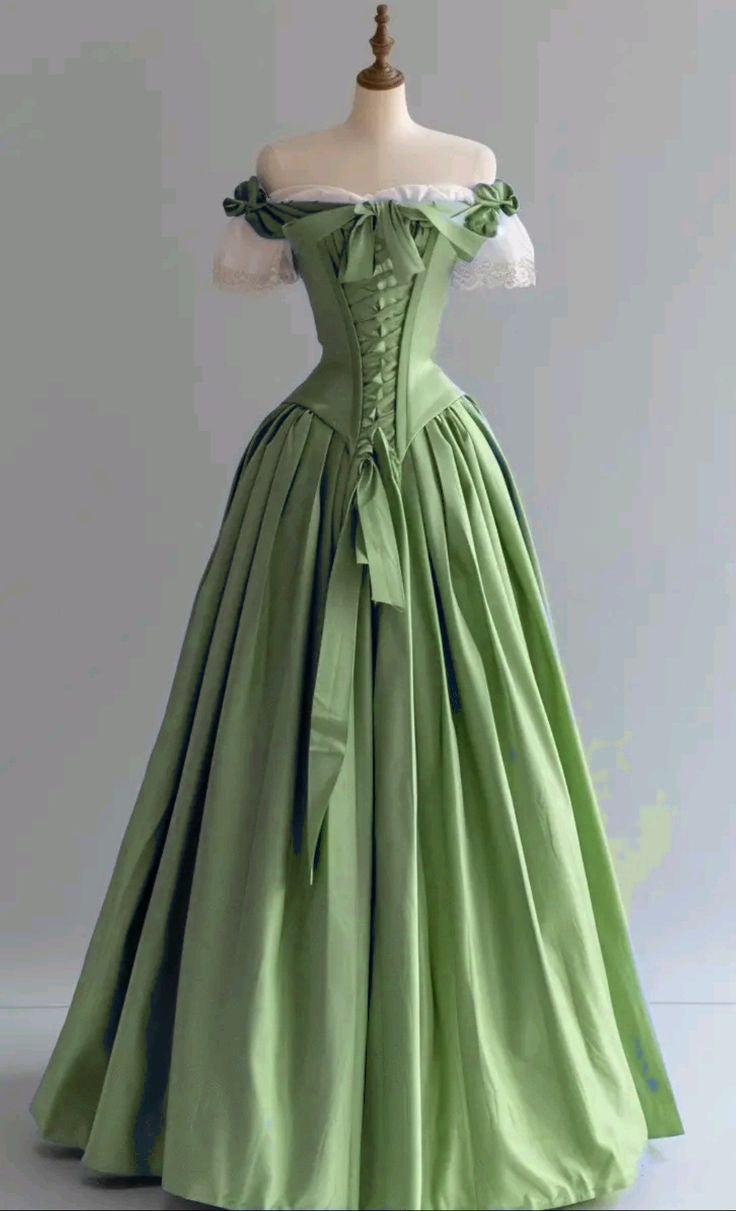 Niulatu Blue Palace Style Satin A-Line Long Prom Dresses Formal Off-the-shoulder Evening Gowns HZ1103