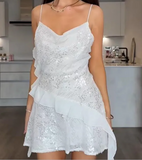 Niulatu Blue Sheath Spaghetti Strap Short Outdoor Party Outfit Summer Birthday Dresses HZ1103