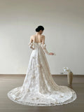 Niulatu White Strapless Lace Applique A-Line Wedding Dress HZ1103