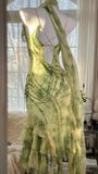 Niulatu Green Spaghetti Straps Sheath Party Dresses Chiffon Beaded Short Y2K Prom Dresses HZ1103