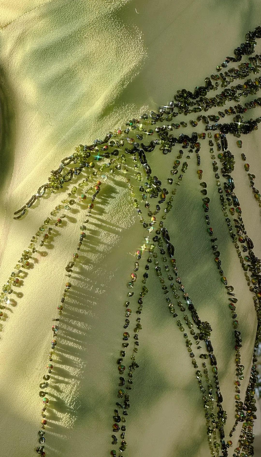 Niulatu Green Spaghetti Straps Sheath Party Dresses Chiffon Beaded Short Y2K Prom Dresses HZ1103