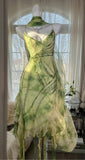 Niulatu Green Spaghetti Straps Sheath Party Dresses Chiffon Beaded Short Y2K Prom Dresses HZ1103