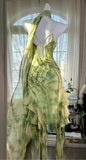 Niulatu Green Spaghetti Straps Sheath Party Dresses Chiffon Beaded Short Y2K Prom Dresses HZ1103