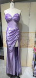 Niulatu Lilac Sweetheart Neck Mermaid Satin Beading Long Prom Dresses Formal Evening Gowns HZ1103