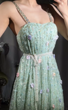 Niulatu Mint Green Straps A-Line Chiffon Beaded Long Prom Dresses with Appliques Sweet Birthday Evening Gowns HZ1103