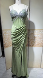 Niulatu Sage Green Sweetheart Mermaid Satin Prom Dresses Formal Evening Gowns with Rhinestones HZ1103