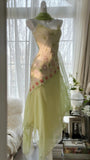 Niulatu Green Spaghetti Straps Vintage Party Dress Sheath Chiffon Beaded Short Prom Dresses HZ1103