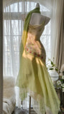Niulatu Green Spaghetti Straps Vintage Party Dress Sheath Chiffon Beaded Short Prom Dresses HZ1103