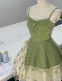 Niulatu Green Spaghetti Strap A-Line Printed Tulle Short Prom Dresses Homecoming Dress HZ1103