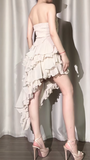 Niulatu Sweetheart Neck A-Line Party Dress Chiffon Ruffle Short Prom Dresses HZ1103