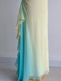 Niulatu Butter Yellow Spaghetti Strap Sheath Chiffon Prom Dresses Vintage Evening Gowns HZ1103
