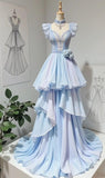 Niulatu Gradient V-neck A-Line Chiffon Long Prom Dresses Formal Evening Gowns HZ1103