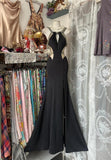 Niulatu Black Scoop Sheath Chiffon Long Prom Dresses Backless Formal Evening Gowns HZ1103
