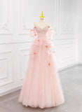 Niulatu Pink Off-the-shoulder A-Line Tulle Wedding Dress HZ1103