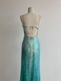 Niulatu Gradient Jade Spaghetti Strap Sheath Sequins Prom Dresses Backless Evening Gowns HZ1103