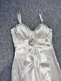 Niulatu Off-White Mermaid Party Dress Spaghetti Straps Satin Prom Dresses HZ1103