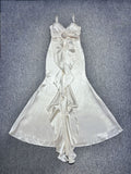 Niulatu Off-White Mermaid Party Dress Spaghetti Straps Satin Prom Dresses HZ1103