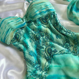 Niulatu Green Spaghetti Straps Sheath Chiffon Beaded Prom Dresses HZ1103