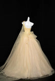 Niulatu Yellow One Shoulder A-Line Tulle Prom Dresses Formal Birthday Evening Gowns HZ1103