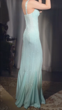 Niulatu Tiffany Blue V-neck Mermaid Chiffon Beaded Ball Dress Elegant Evening Gowns HZ1103