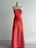 Niulatu Orange Strapless A-Line Chiffon Satin Ball Dress Formal Evening Gowns HZ1103