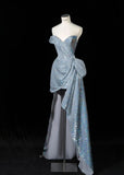 Niulatu Silver Sweetheart Neck A-Line Sequins Long Prom Dresses Formal Evening Gowns HZ1103