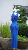 Niulatu Royal Blue Party Dress Chiffon U Neck Bodycon Prom Dresses HZ1103