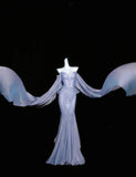 Niulatu Gray Purple Sweetheart Mermaid Satin Mask Prom Dresses Formal Evening Gowns HZ1103