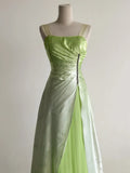 Niulatu Green Square Neck A-Line Satin Sequins Prom Dresses Vintage Tulle Party Dress HZ1103