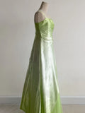 Niulatu Green Square Neck A-Line Satin Sequins Prom Dresses Vintage Tulle Party Dress HZ1103