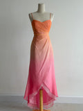 Niulatu Gradient Orange Pink Spaghetti Straps A-Line Chiffon Prom Dresses Y2K Evening Gowns HZ1103