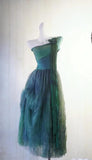 Niulatu Forest Green One Shoulder A-Line Chiffon Party Dress HZ1103