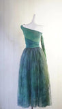 Niulatu Forest Green One Shoulder A-Line Chiffon Party Dress HZ1103