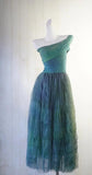 Niulatu Forest Green One Shoulder A-Line Chiffon Party Dress HZ1103
