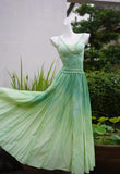 Niulatu Gradient Green Spaghetti Strap A-Line Long Party Dress Birthday Prom Dress HZ1103