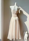 Niulatu Light Pink Spaghetti Straps Party Dress A-Line Chiffon Sequin Long Prom Dresses HZ1103