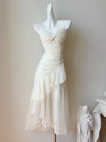 Niulatu Apricot Chiffon Spaghetti Strap Party Dresses Cute A-Line Evening Gowns HZ1103